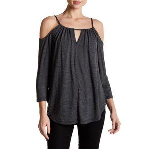 MICHAEL STARS Cold Shoulder Grey Top